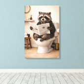 Toile Funny Raccoon Reading Newspaper Bathroom Humor (Insitu (Plancher de Bois))