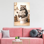 Toile Funny Raccoon Reading Newspaper Bathroom Humor (Insitu(Salon))