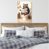 Toile Funny Raccoon Reading Newspaper Bathroom Humor (Insitu(Chambre))