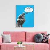 Toile Funny Rodin Thinker Statue - Pizza ou cuisine thaï (Insitu(Salon))