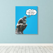 Toile Funny Rodin Thinker Statue - Pizza ou cuisine thaï (Insitu (Plancher de Bois))