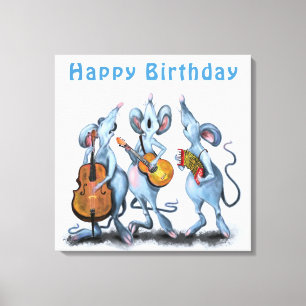 Toile Funny Romantic Mouse Band - Joyeux anniversaire