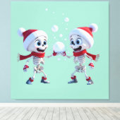 Toile Funny Santa Skeletons Having a Snowball Fight  (Insitu (Plancher de Bois))