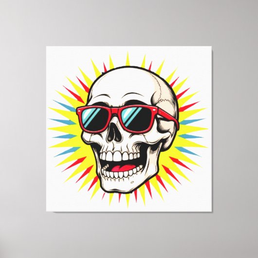 Toile **Funny Skull With Sunglasses – Cartoon Laughing S (Recto)