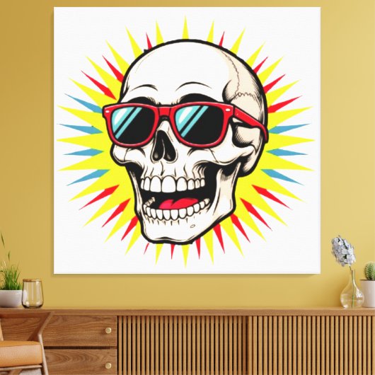 Toile **Funny Skull With Sunglasses – Cartoon Laughing S (Insitu(Salon))
