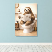 Toile Funny Sloth Reading Newspaper Bathroom Humor (Insitu (Plancher de Bois))