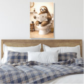 Toile Funny Sloth Reading Newspaper Bathroom Humor (Insitu(Chambre))