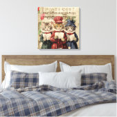 Toile Funny Vintage Christmas Caroling Chats (Insitu(Chambre))