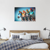 Toile Funny Zebras mignon Zoo Animaux Fête Casquettes Lu (Insitu(Chambre))