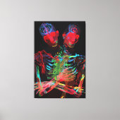 Toile Fusion d'art avec l'étreinte de squelette néon (Recto)