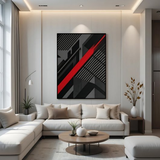 Toile Futuriste Abstrait Rouge Noir