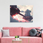 Toile Futuristic platforms in the clouds at twilight (Insitu(Salon))