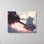 Toile Futuristic platforms in the clouds at twilight (Recto)