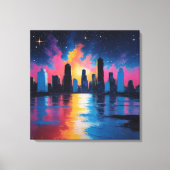 Toile Futuristic Urban Skyline at Sunset Canvas Print (Recto)