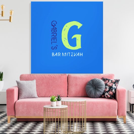 Toile G Monogram Initial Bar Bat mitzvah Panneau de conn (Insitu(Salon))