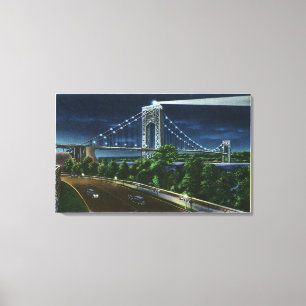 Toile G. pont de Washington, le Hudson la nuit