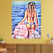 TOILE G-STRING BIKINI SURFER FILLE CANVAS ART IMPRIMER (Insitu(Salon))