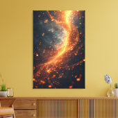 Toile Galaxie Spirale de Notes de Musique Dorées (Insitu(Salon))