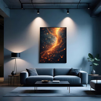 Toile Galaxie Spirale de Notes de Musique Dorées