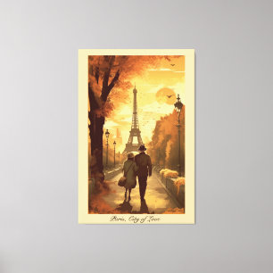 Toile Galerie Murale Romantique de Paris Dorée Esthétiqu