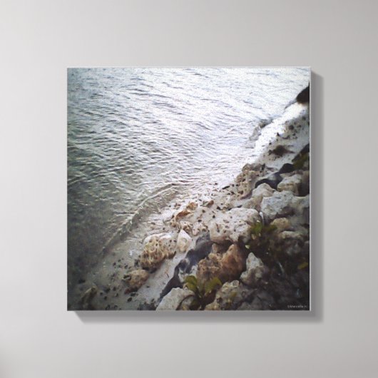 Toile Galets À La Plage - Bleu Océan Trimmining (Recto)
