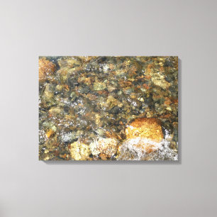 Toile Galets brun et gris usés par la rivière Abstrait n