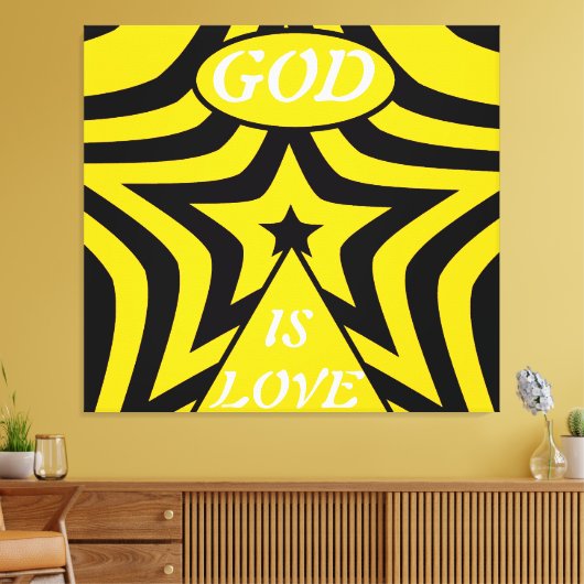 Toile Gallery-Wrapped Canvas: Cyber Yellow & Black Star (Insitu(Salon))