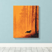 Toile Galloping Horse Blaze Orange Forest Art (Insitu (Plancher de Bois))