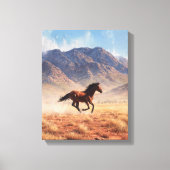 Toile Galloping Mustang Desert Mountain Art (Recto)