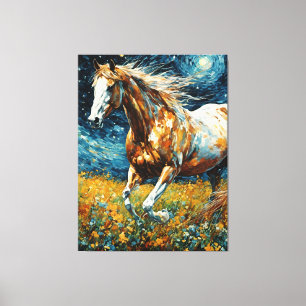 Toile Galloping Pinto Stallion Van Gogh