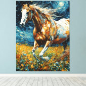 Toile Galloping Pinto Stallion Van Gogh (Insitu (Plancher de Bois))