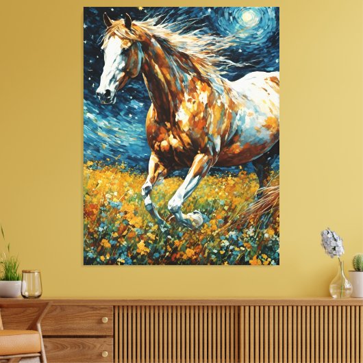 Toile Galloping Pinto Stallion Van Gogh (Insitu(Salon))
