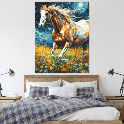 Toile Galloping Pinto Stallion Van Gogh (Insitu(Chambre))