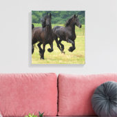 Toile Galop Friesian Horses Canvas Imprimer (Insitu(Salon))