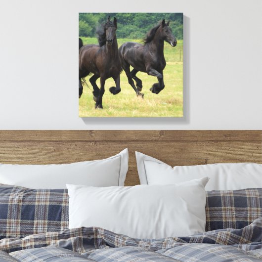 Toile Galop Friesian Horses Canvas Imprimer (Insitu(Chambre))