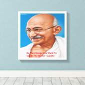 Toile Gandhi & Be the Change Quote Canvas Imprimer (Insitu (Plancher de Bois))
