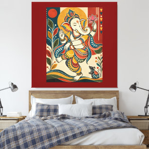 Toile Ganesha de danse coloré - Art folklorique tribal i