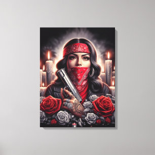 Toile Gangster Girl Hip hop chicano art graphique