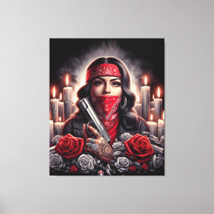 Toile Gangster Girl Hip hop chicano art graphique