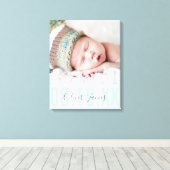 Toile GARÇON PHOTO DATE DE NAISSANCE caractères gras ble (Insitu (Plancher de Bois))