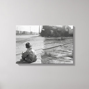 Toile Garçon regardant les trains, 1939