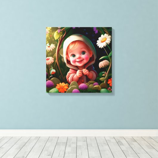 Toile Garçon souriant 3d (Insitu (Plancher de Bois))