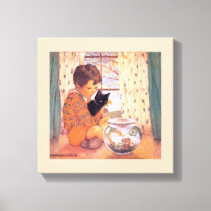 Toile Garçon tenant un chat noir, Jessie Willcox Smith