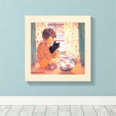 Toile Garçon tenant un chat noir, Jessie Willcox Smith (Insitu (Plancher de Bois))
