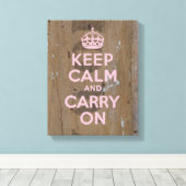 Toile Gardez le calme en rose sur le vieux bois tenché (Insitu (Plancher de Bois))