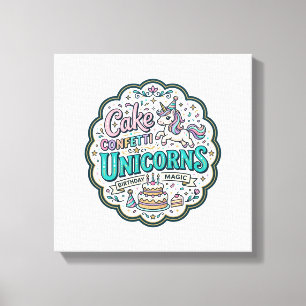 Toile Gâteau de Licorne Confettis Licornes POD Prêt POD