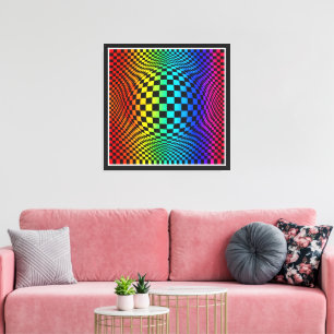 Toile Gauchissement en damier arc-en-ciel