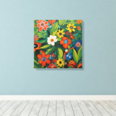 Toile Gauguin Inspiré Blanc Vert Floral (Insitu (Plancher de Bois))