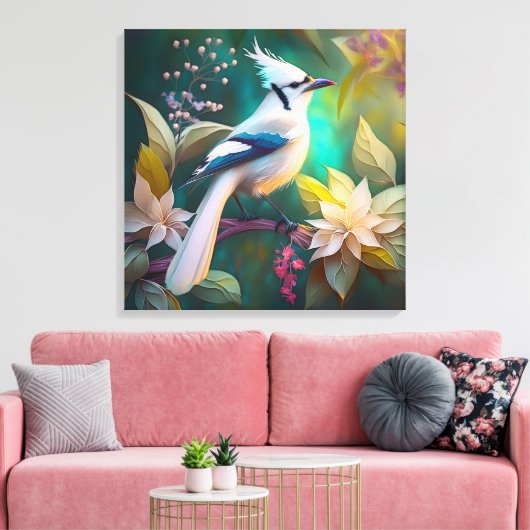 Toile Geai à ailes de sarcelle à touffe blanche oiseau d (Insitu(Salon))