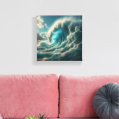 Toile Géant majestueux Blue Wave - Puissance océanique d (Insitu(Salon))